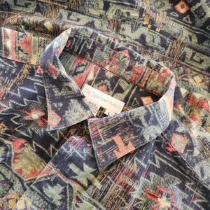 The Territory Ahead Aztec Cowboy Cotton Button Down Shirt Mens L Southwestern